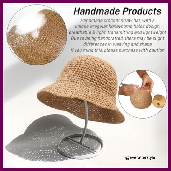 Floppy Wide Brim Straw Sun Hat Foldable Travel Beach main image 4
